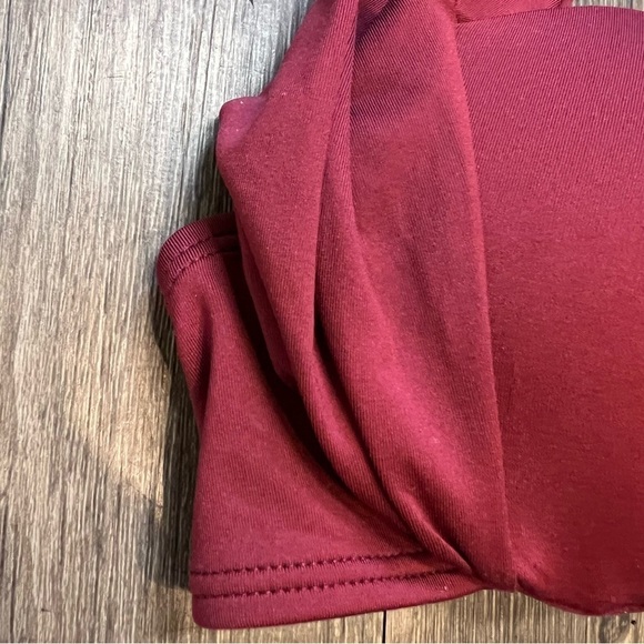 H&M Swim Dark Red Halter Bandeau Push Up Bikini Bra Top Padded Cups Size 34 A - Picture 8 of 12